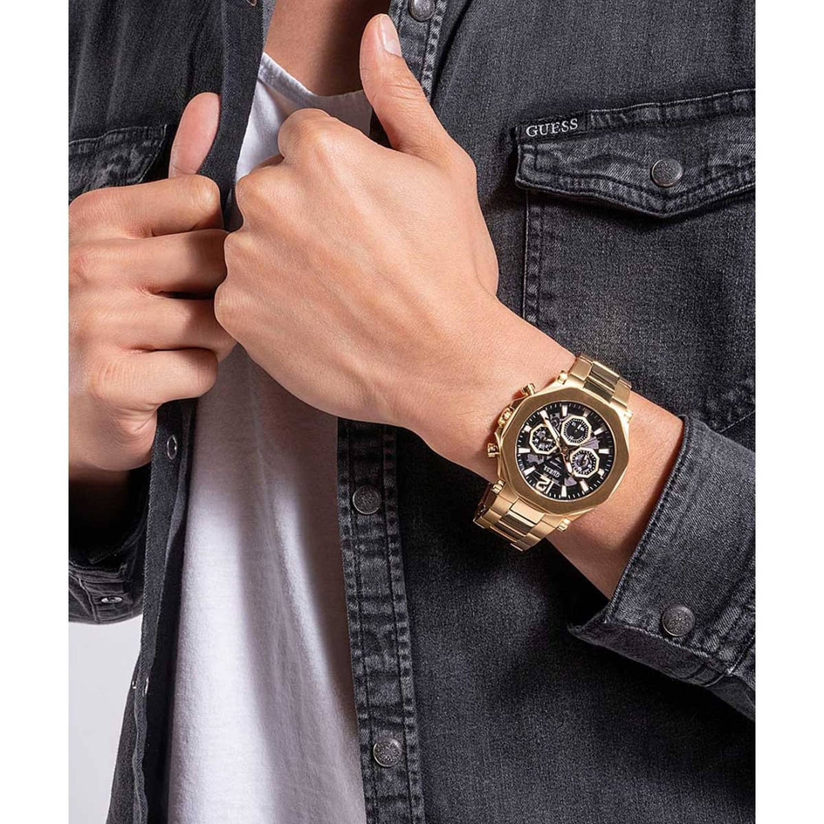 GUESS Armbanduhr Herren EDGE Gold GW0539G2