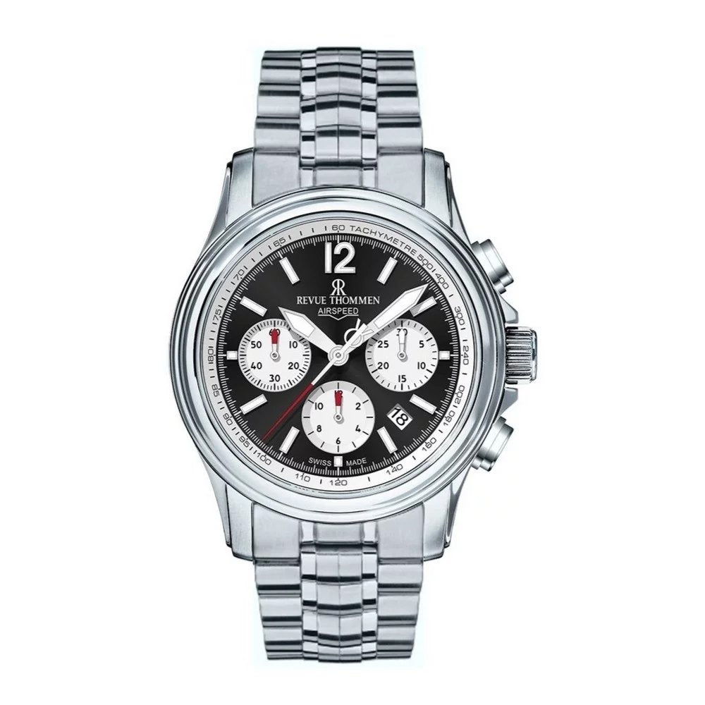 Revue Thommen Herren Automatikuhr  Airspeed 16041.6437 Silberfarben, Schwarz