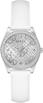 Guess Armbanduhr Damen Guess Ladies White Silver Tone Analog Watch GW0989L1 Silber Weiß GW0989L1