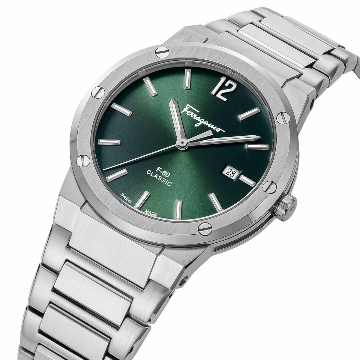 Salvatore Ferragamo Herrenuhr F 80 Classic Quarz Grün 41 mm SFDT02123