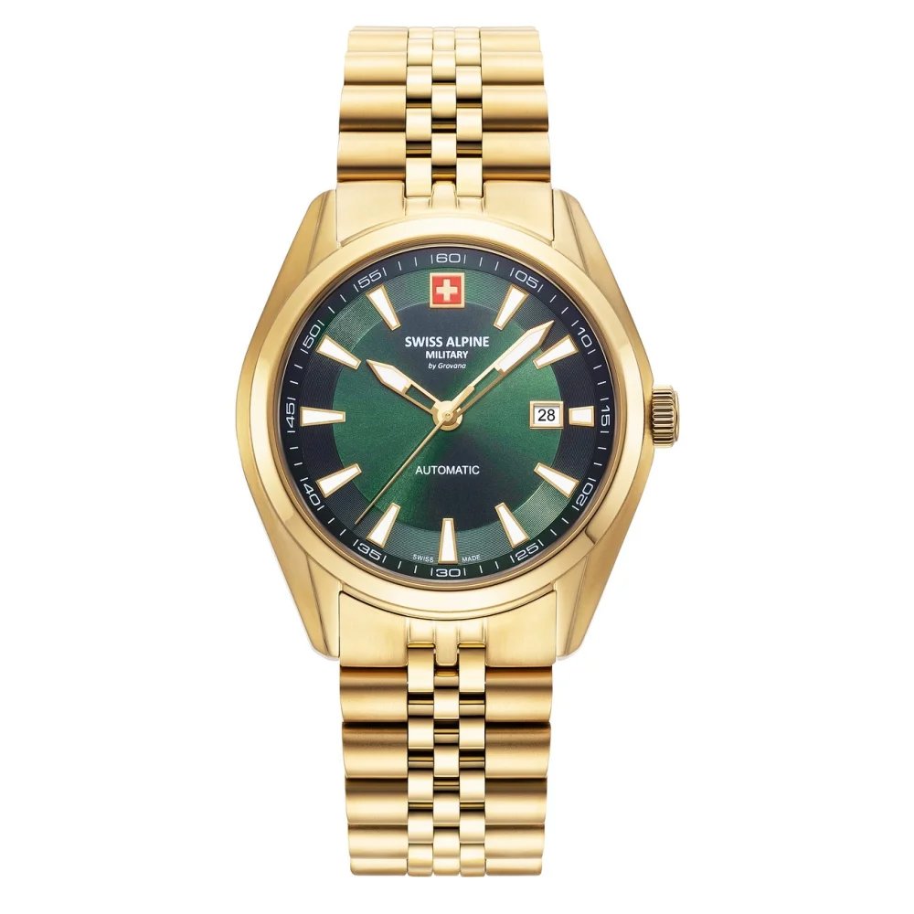 Swiss Alpine Military by Grovana Herrenuhr Admiral Elite Gold Grün 7091.2114