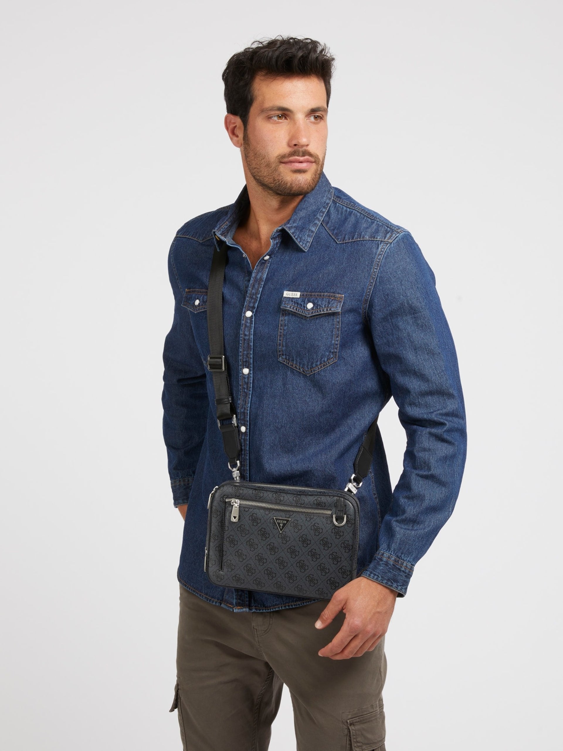 Guess Umhängetasche Herren Vezzola Eco Smart Blau HMEVZLP3398BLA