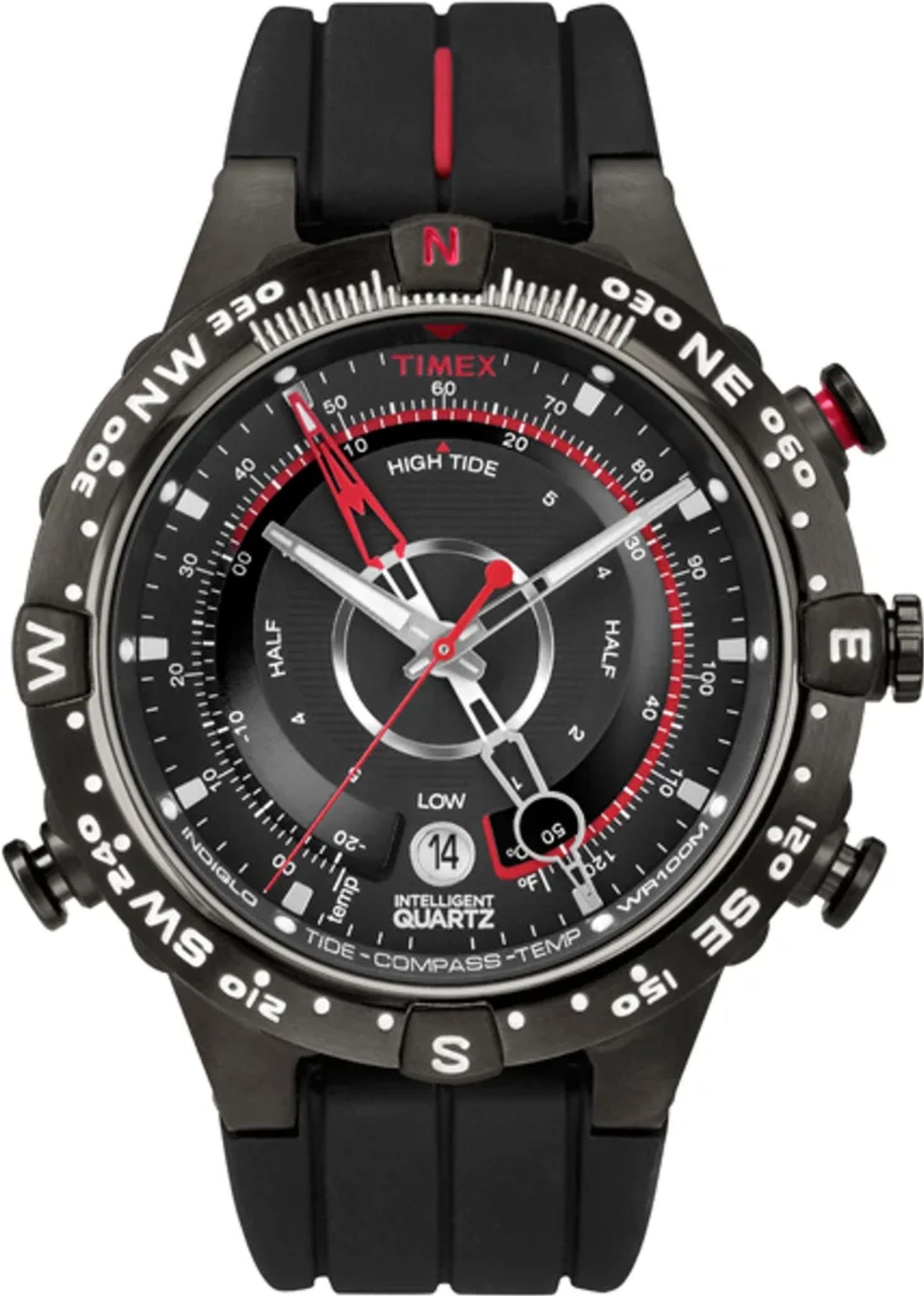 Timex Analog-Multifunktionsuhr Herren Intelligent Quartz® Tide Temp Compass Schwarz T2N720UK