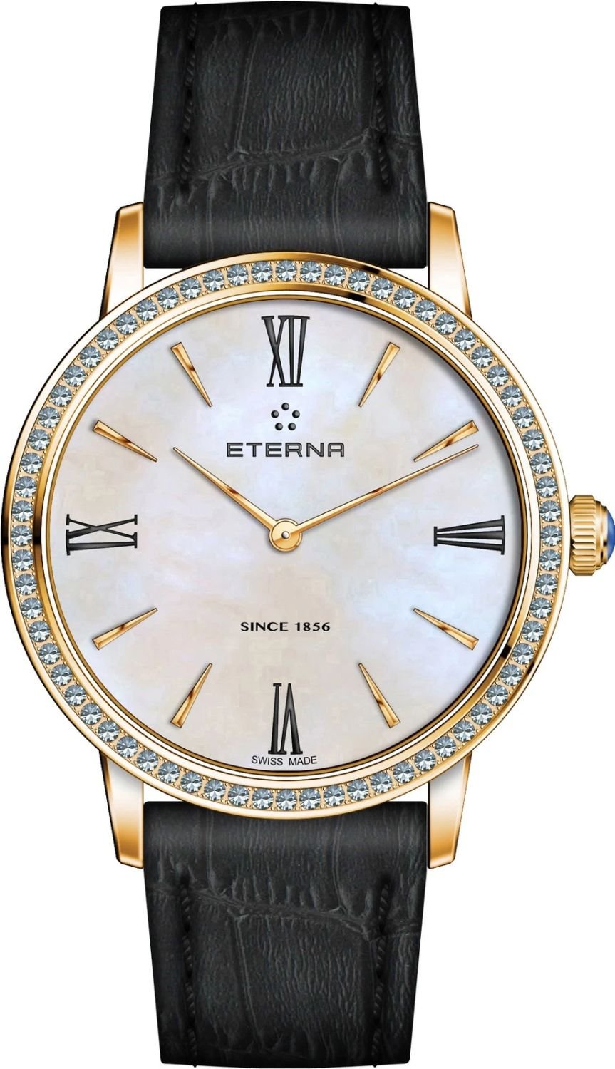 Eterna Armbanduhr Damen Quartz 32mm Rosegold Schwarz Perlmutt 2720.57.67.1386