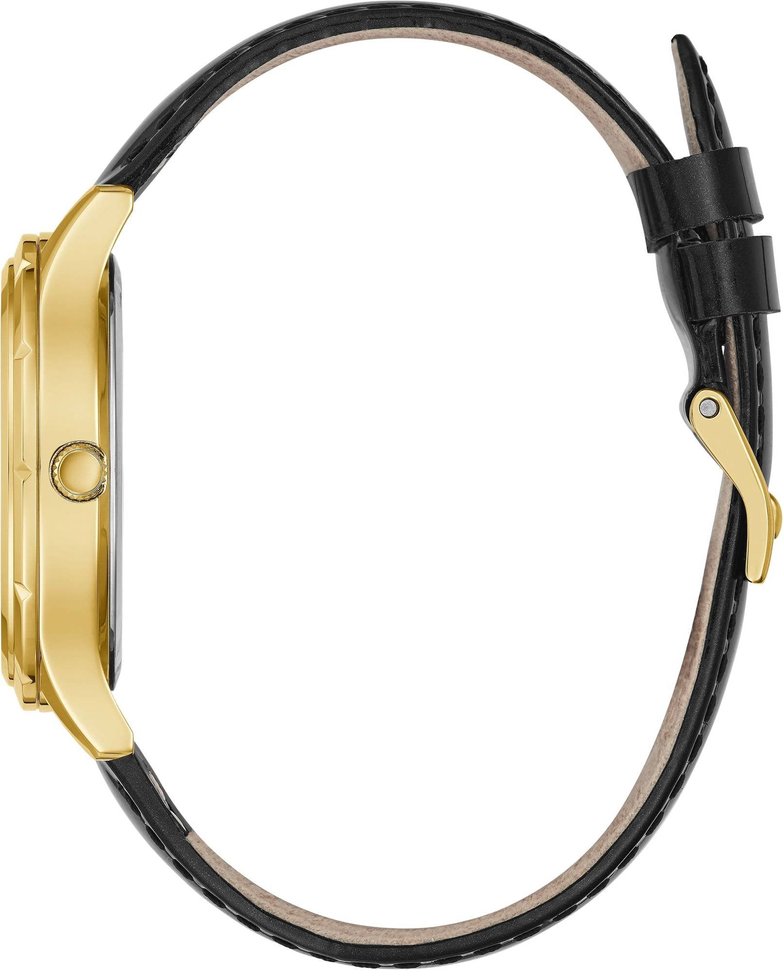 Guess Damen Armbanduhr Glamour Lederarmband schwarz W0299L2