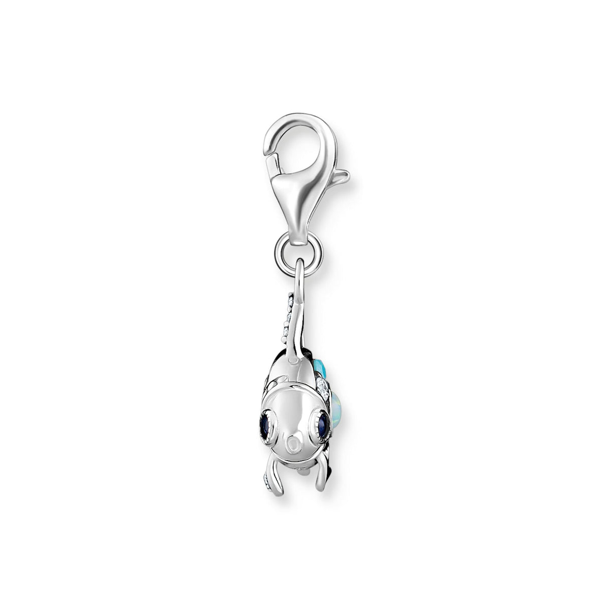 Thomas Sabo Charm-Anhänger Fisch 925 Sterlingsilber geschwärzt Glas-Keramik Stein pink Opalsynthetischer Spinell Zirkonia