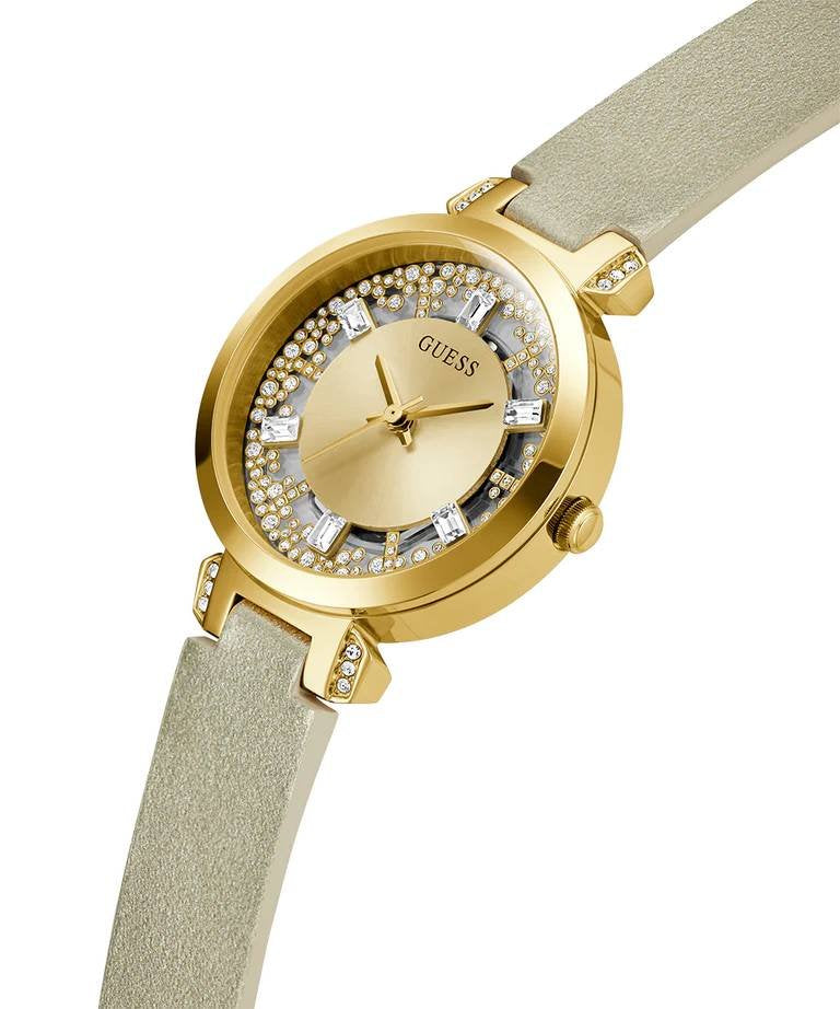 GUESS Damen Goldfarbene Uhr Crystal clear GW0535L4