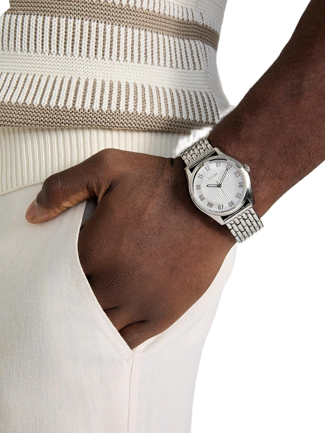 Guess Armbanduhr Herren Tate Analog Silber GW0895G1