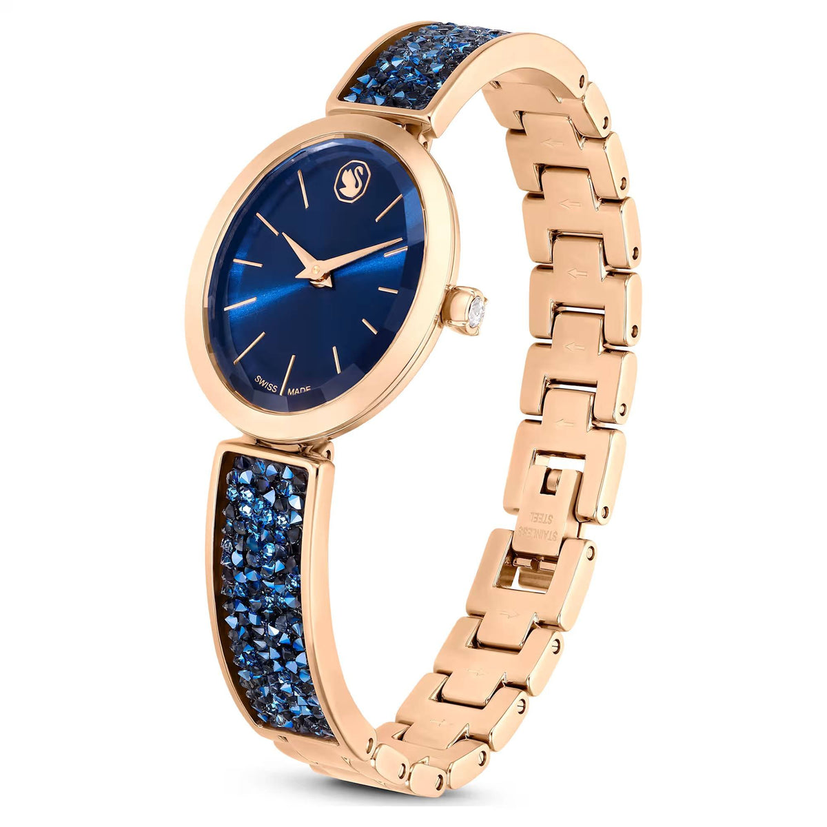 Swarovski Crystal Rock Oval Armbanduhr Damen roségold blau 5656822