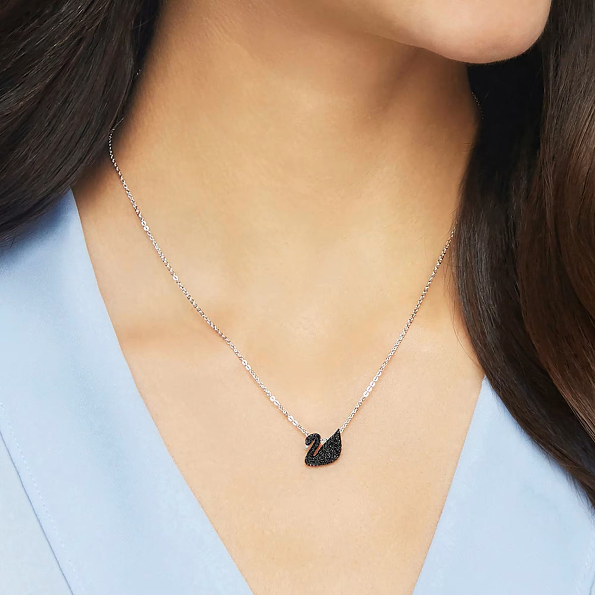 Swarovski Halskette Unisex Swan Schwarz Rhodiniert 5347330