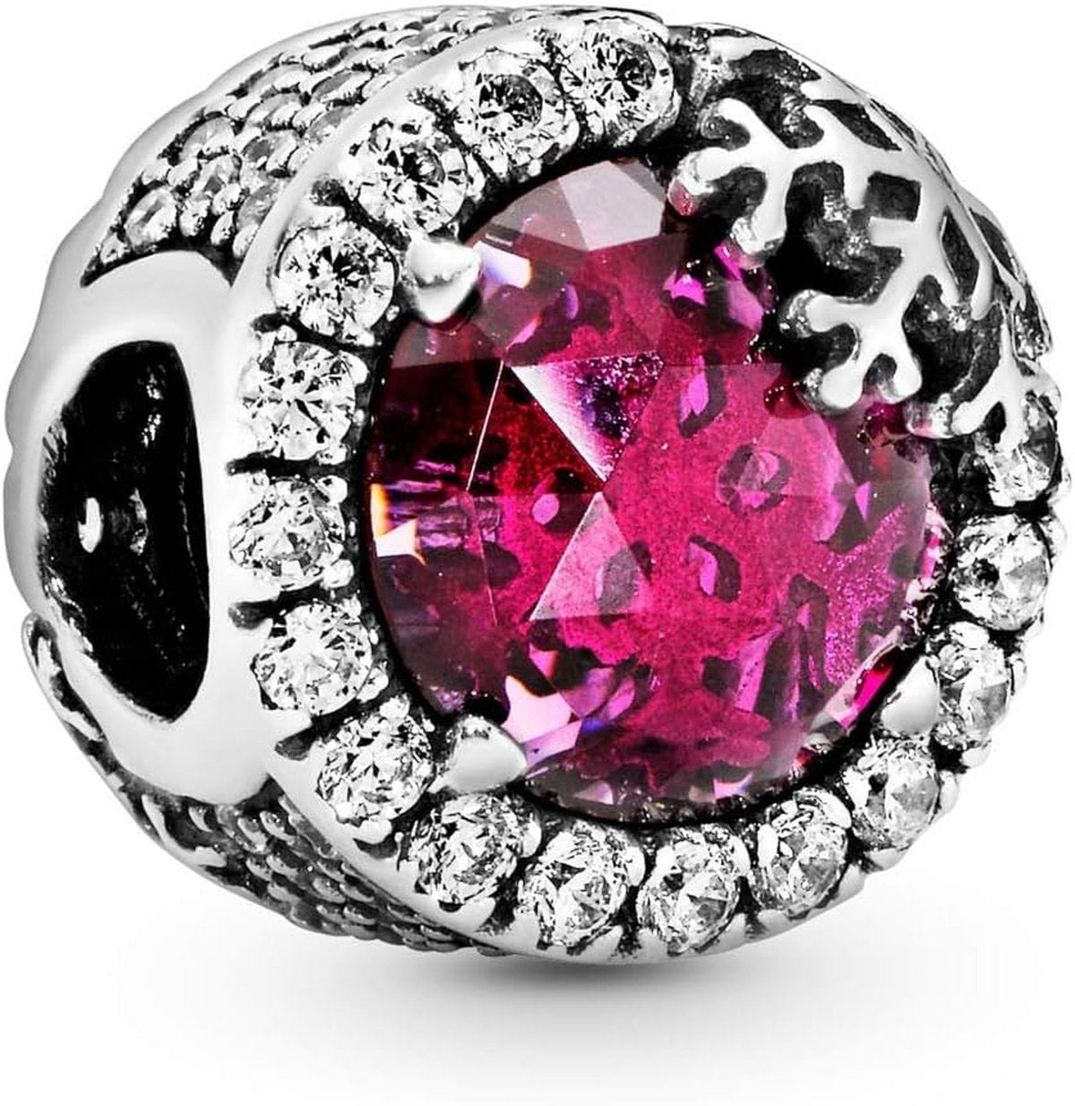 Pandora Charm Damen Funkelnde Schneeflocke Silber Rot 797555NCC