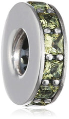 PANDORA Damen-Bead Olivgrüne Unendlichkeit 925 Silber Kristall grün - 791724NLG
