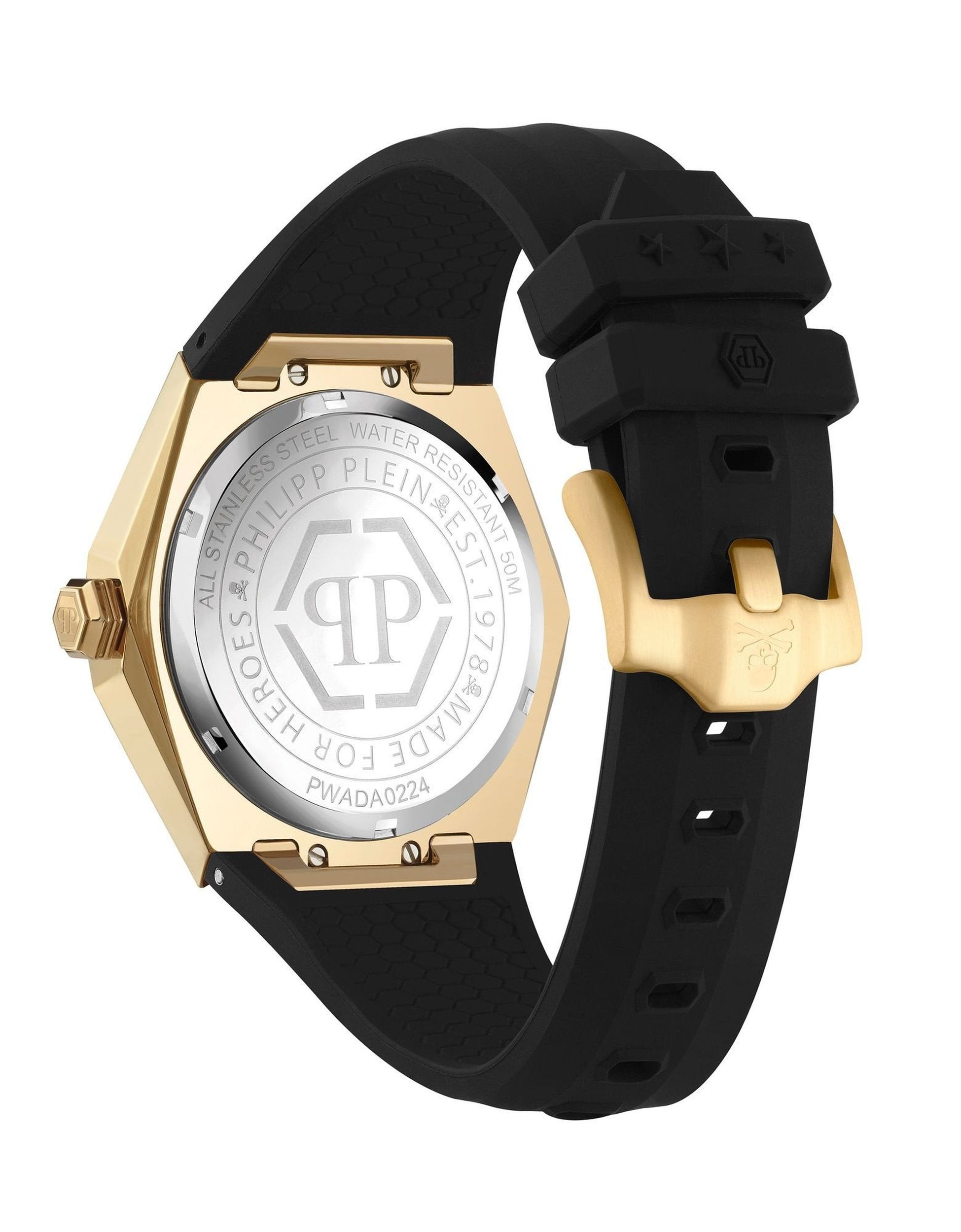 Philipp Plein Damen Uhr $KULL SPIKES LADY Schwarz / Gold PWADA0224