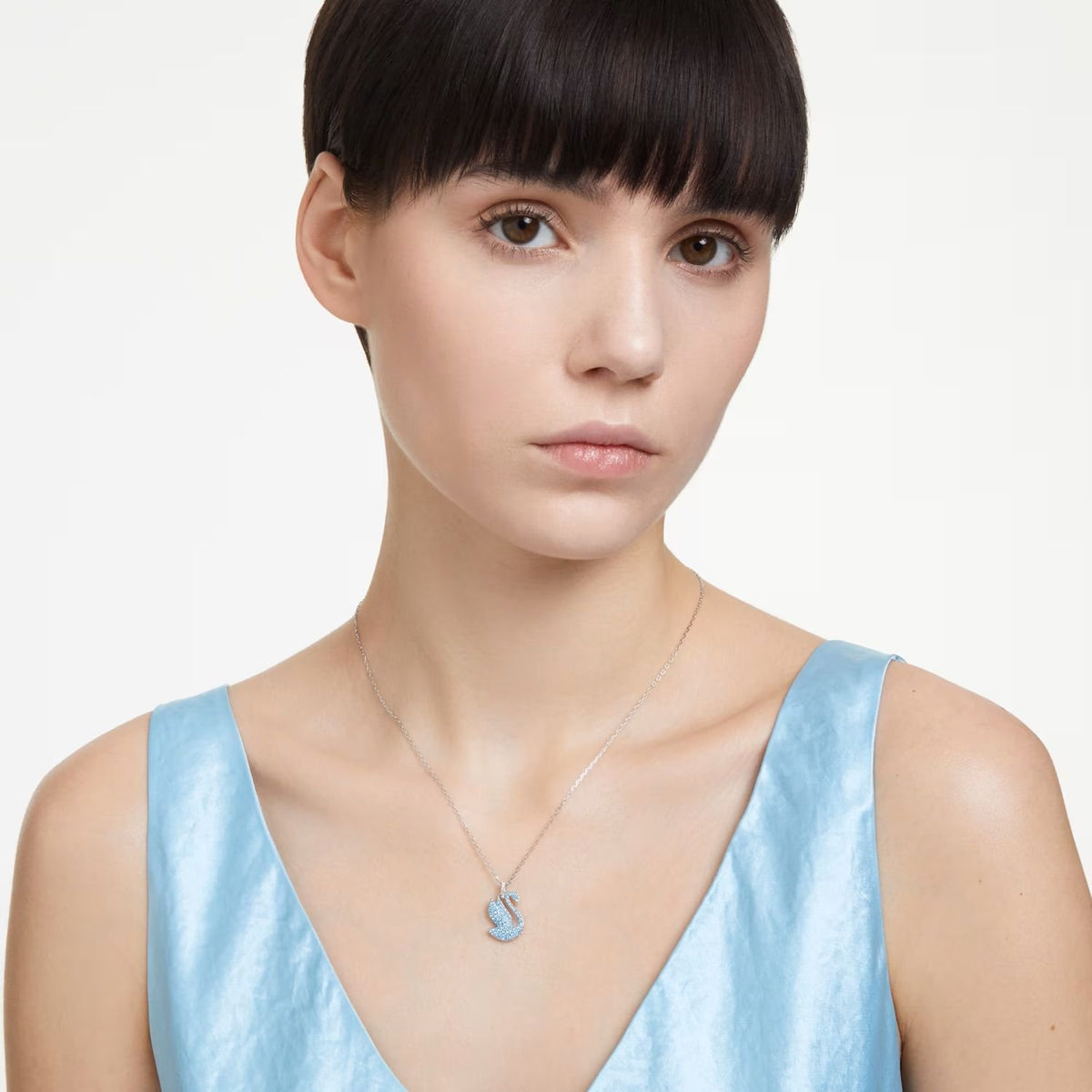 SWAROVSKI Damen Anhänger Schwan Blau Rhodiniert SWAN 5660594