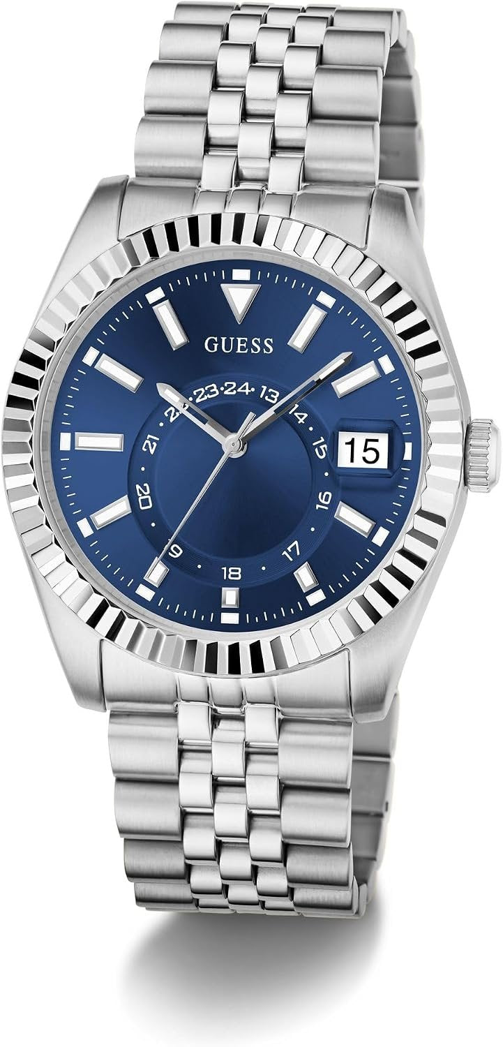 Guess Armbanduhr Herren Jaden Silver Tone Multi-function Date Watch Silber GW0977G1