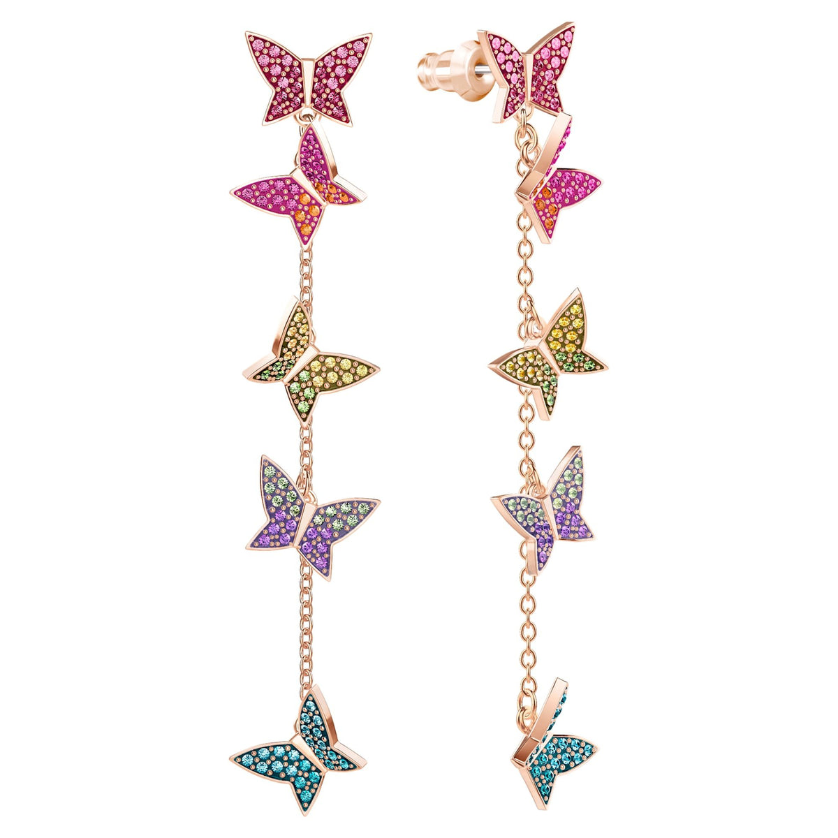 Swarovski Ohrringe Damen Lilia Schmetterling Mehrfarbig Roségoldfarben 5378693