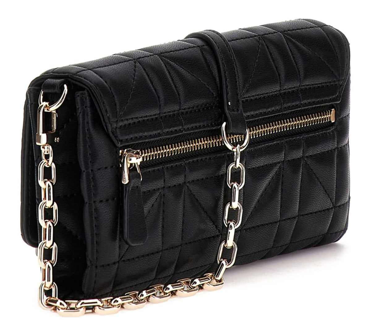 GUESS Umhängetasche Damen ASSIA Crossbody Flap Organizer Schwarz HWQG8499790‑BLA
