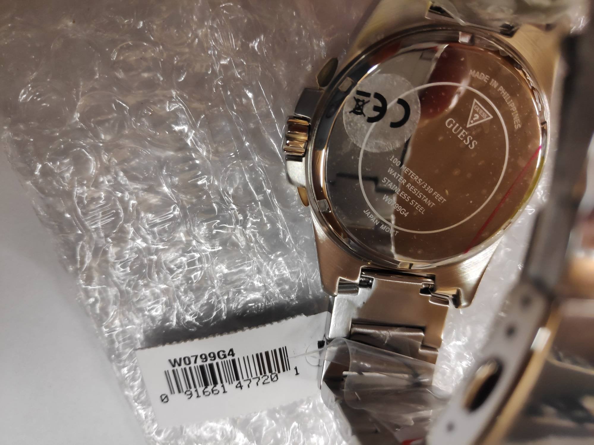 Guess Herren Armbanduhr silber/goldfarbend Zirkonia 48 mm Armband Edelstahl FRONTIER W0799G4
