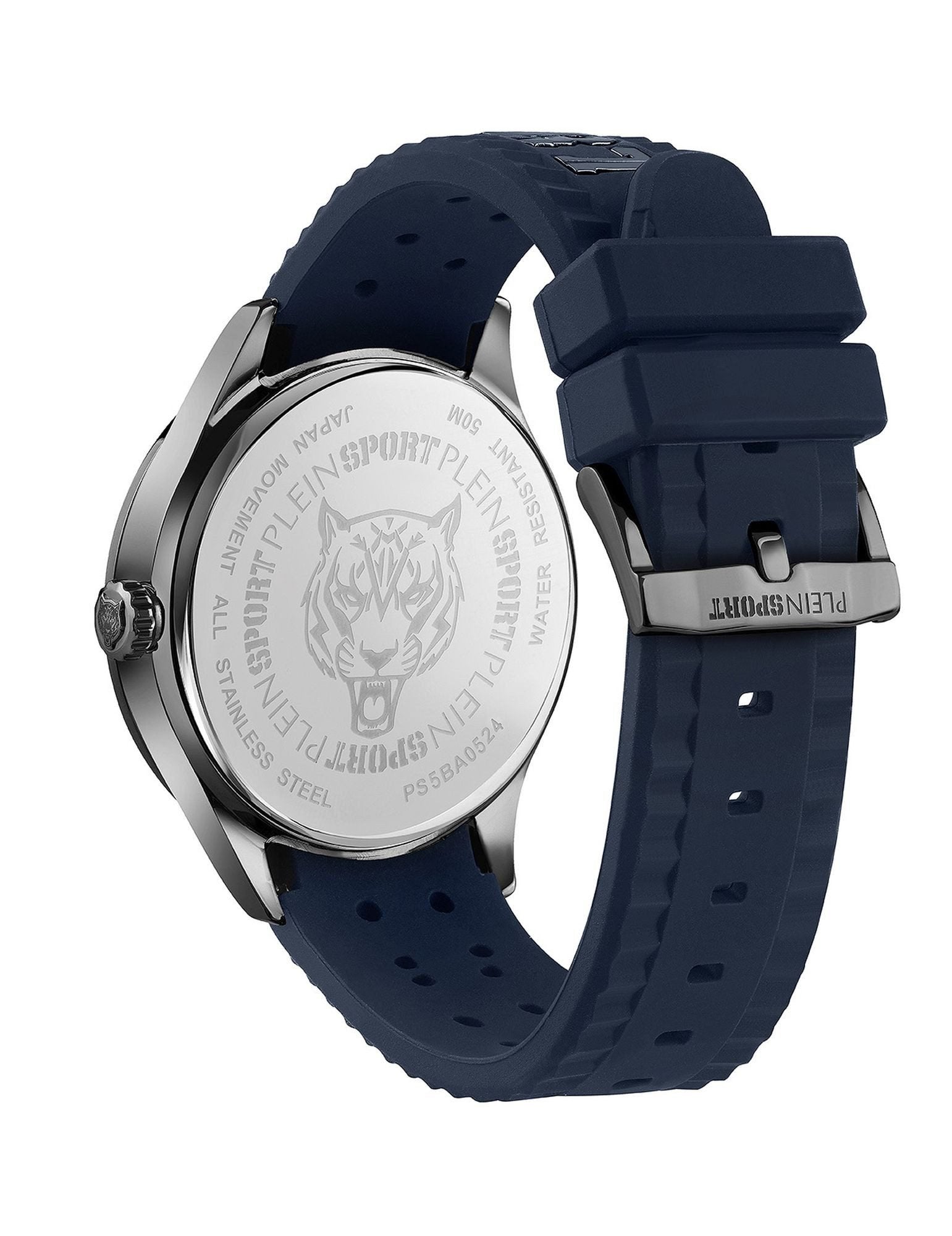Plein Sport Herren Uhr LINEMAN PS5BA0524 Blau Silikon Edelstahl 45 mm