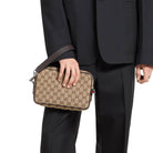 Gucci Umhängetasche Herren GG Canvas Kleine Crossbody Tasche Beige Braun 834802 FAEPS 9752