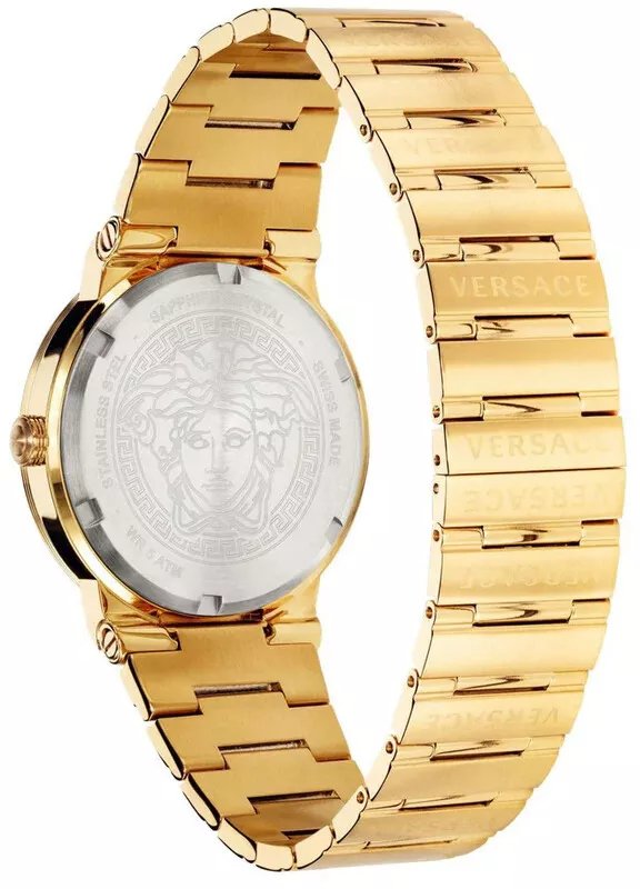 Versace Herren Armbanduhr VEVI00821 Greca Logo Schwarz Gold Edelstahl