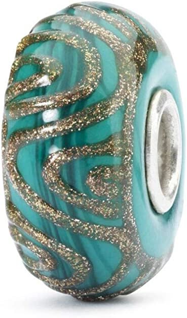 Trollbeads Damen-Bead 925 Silber Glas Perle Grün TGLBE-10406