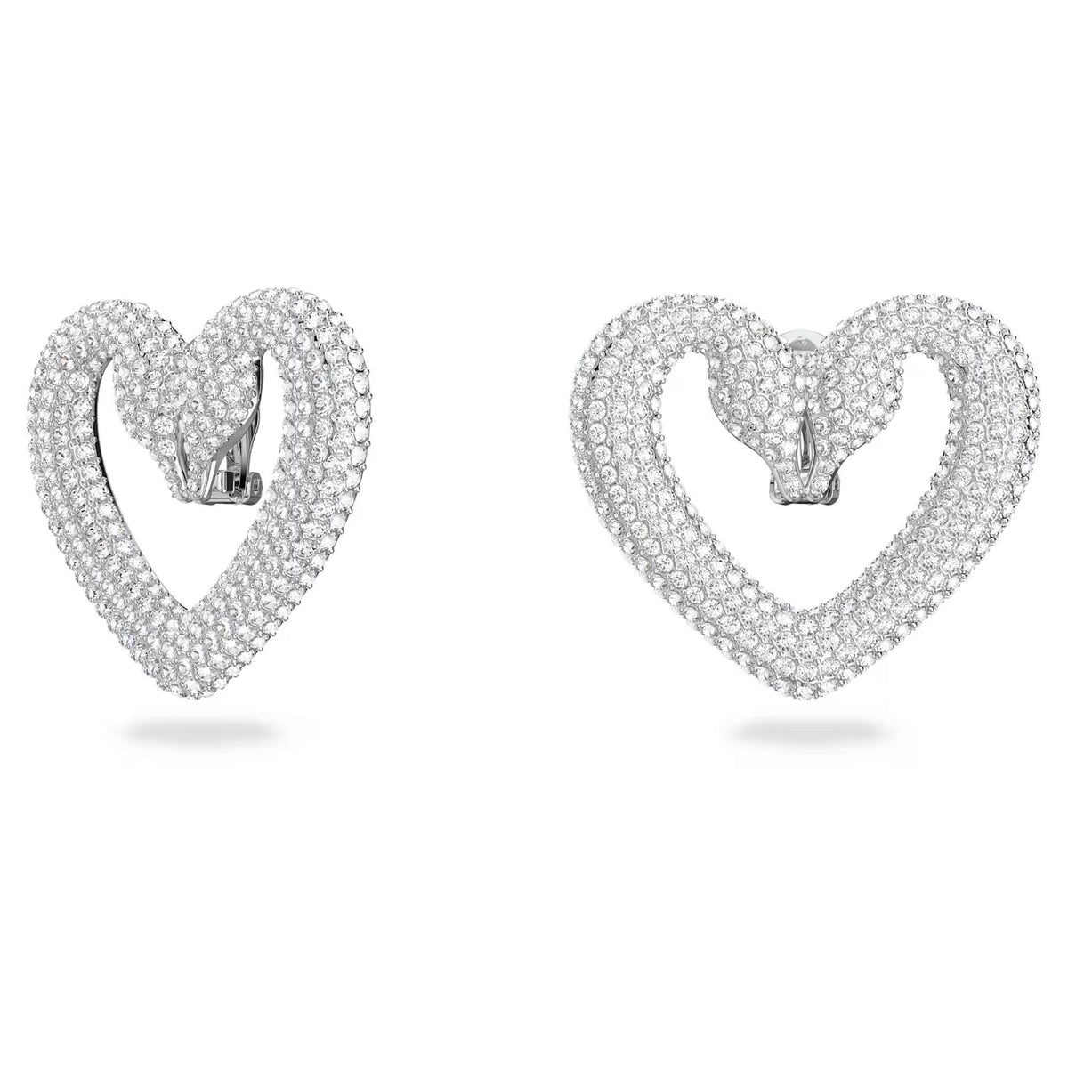 Swarovski Damen Ohrclips Una Herz Weiß, Rhodiniert 5626172