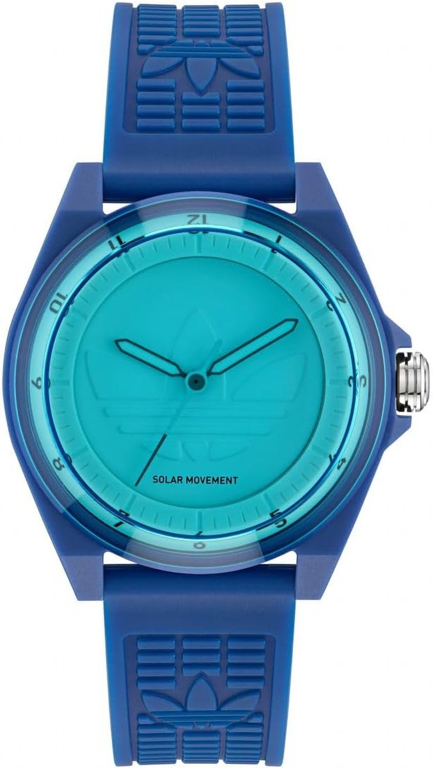 adidas Project Four SOLAR Unisex Armbanduhr, Solar-Dreizeigerwerk Analog, Kunststoff, 41 mm, Kunststoffarmband, Blau, 5 bar, Zifferblattfarbe: Blau, AOST25528