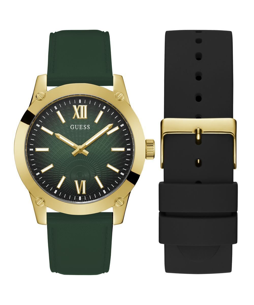 Guess Herren Armbanduhr Box Set Crescent grün, gold GW0630G2