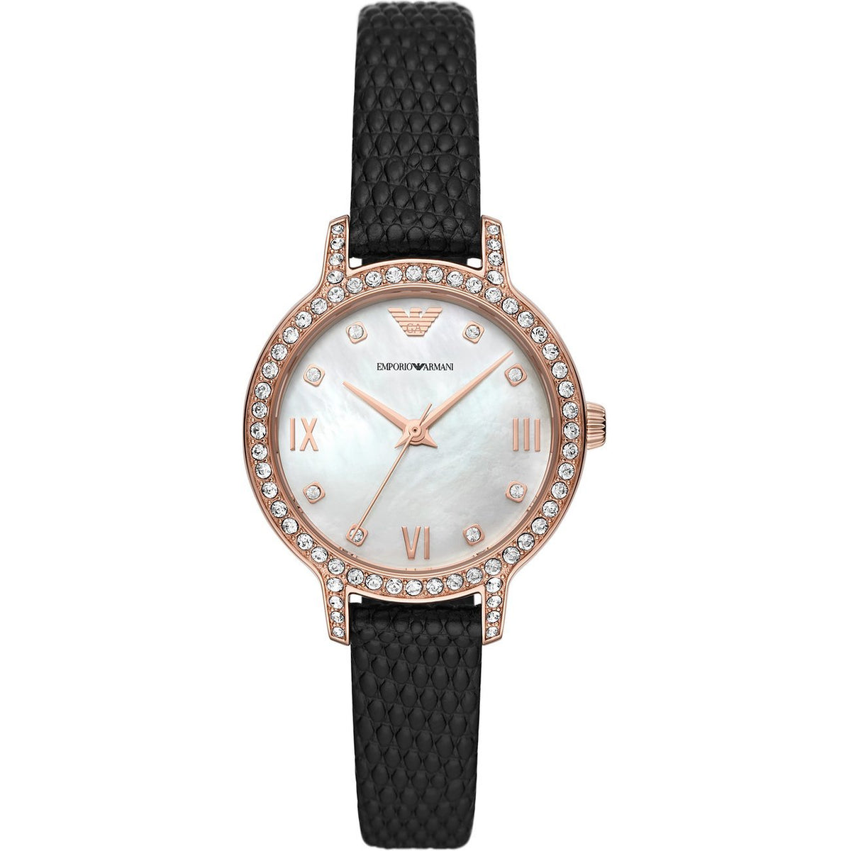 Emporio Armani Damenuhr AR11485 für Damen in Roségold und Schwarz AR11485