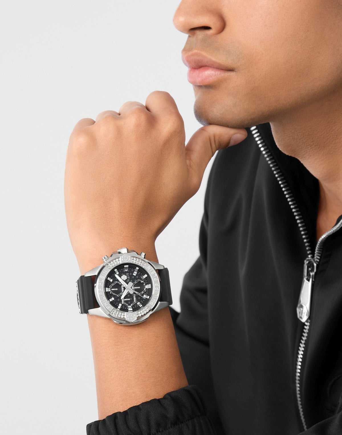 Philipp Plein Herrenuhr The $kull Chrono Schwarz/Silber PWWFA0125