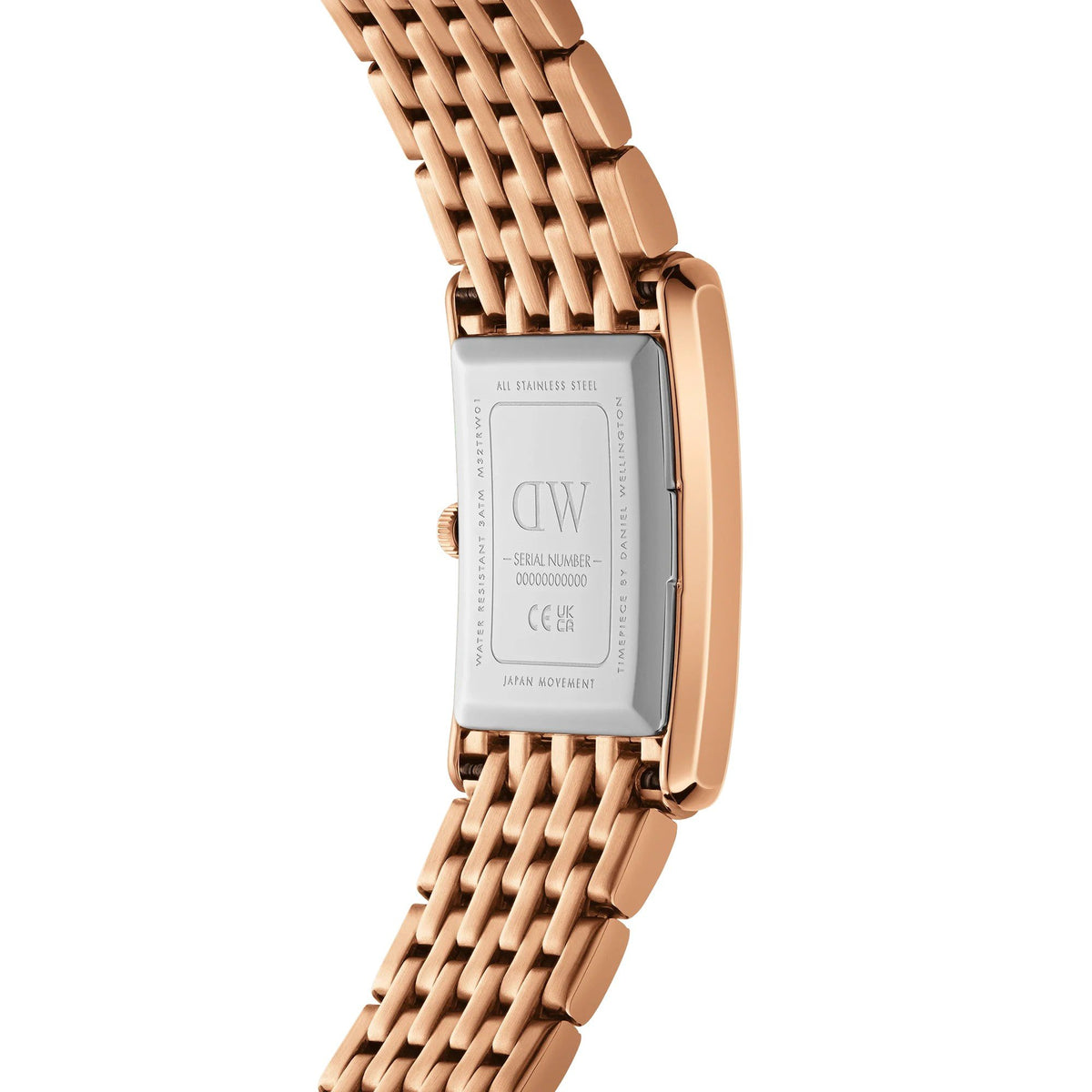 Daniel Wellington Analoguhr Damen Bound 9 Link Roségoldfarben Grün DW00100704