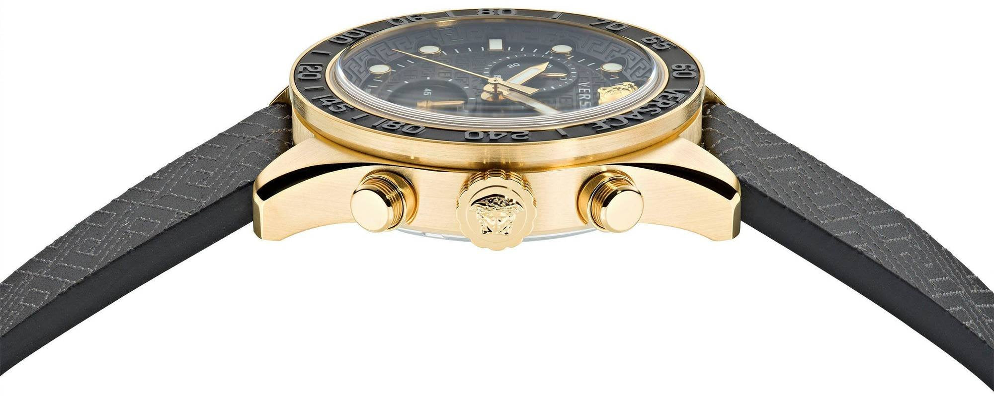 Versace Herren Armbanduhr  43 mm Armband Lederarmband schwarz GRECA DOME CHRONO VE6K00123
