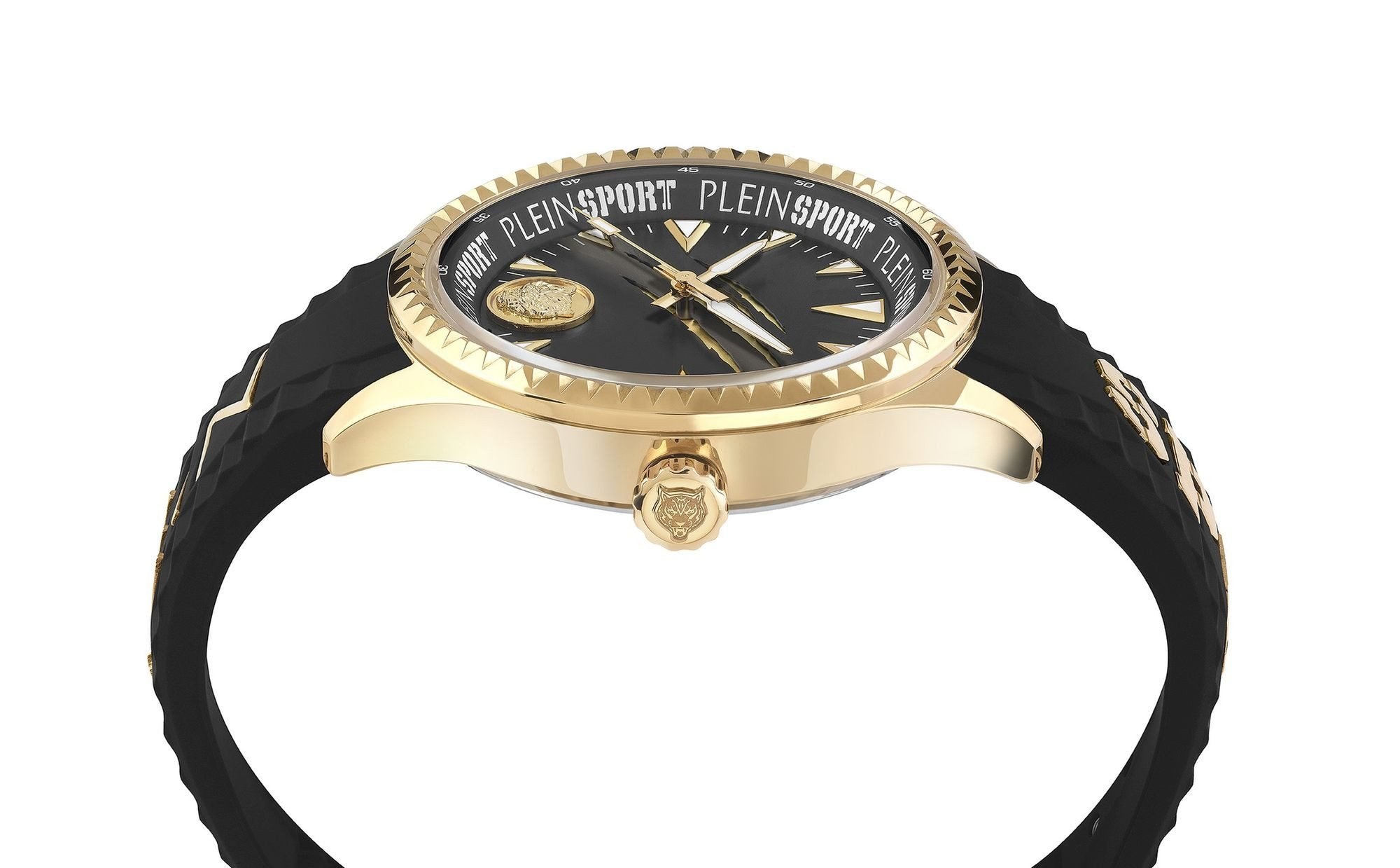 Plein Sport Herren Uhr LINEMAN PS5BA0324 Gelbgold Schwarz Silikon 45 mm