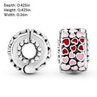 PANDORA Rotes und rosafarbenes Herz Charm Sterling-Silber 10,8 x 10,8 x 6,6 mm (T/H/B)