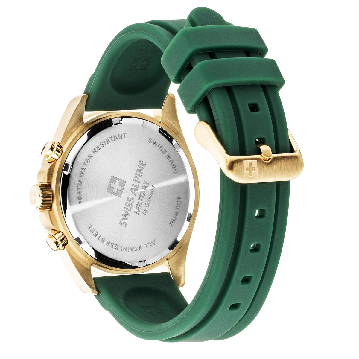Swiss Alpine Military Herrenuhr 7034.9818 Sierra, Chronograph, Edelstahl, Grün-Gold, Artikelnummer 7034.9818