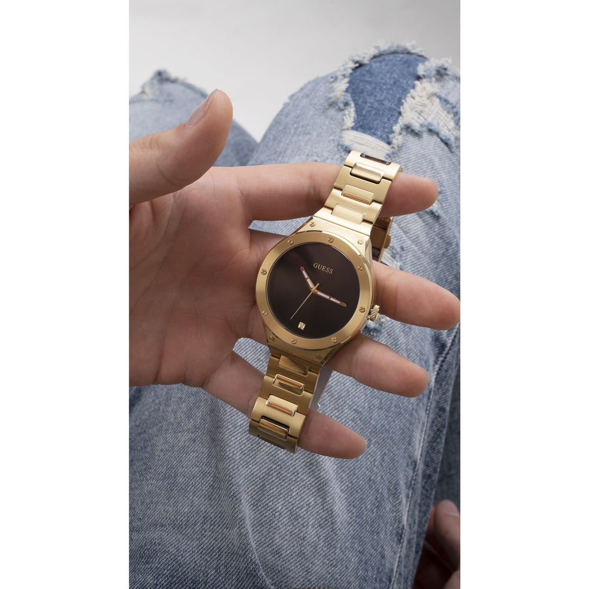 Guess Herren Armbanduhr Scope gold 44 mm GW0427G2