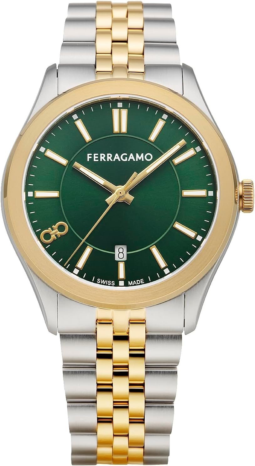 Salvatore Ferragamo Herrenuhr New Gent Zweifarbig Grün 42 mm SFU500423