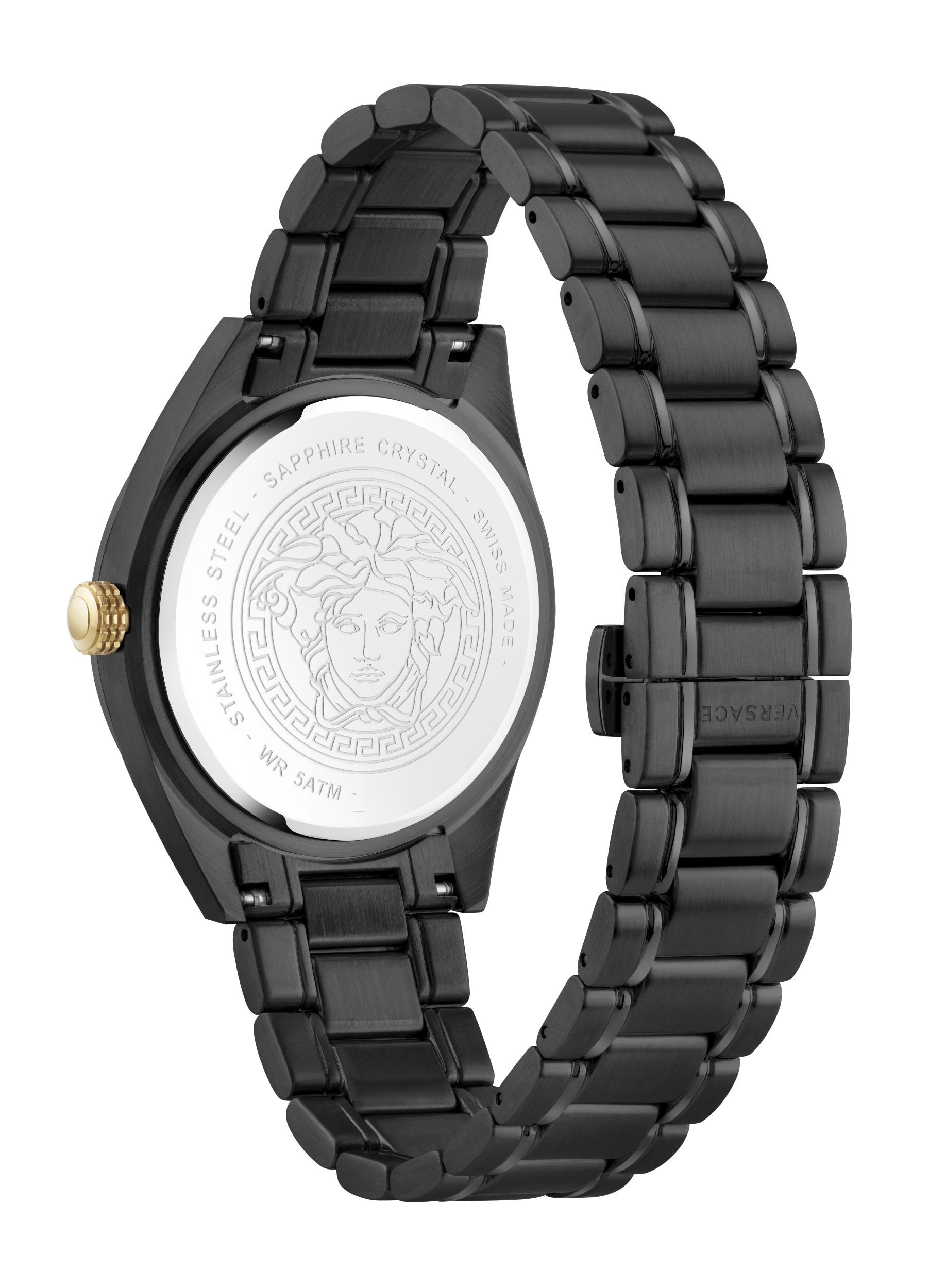 Versace V‑Code Quarz 42 mm Herren­uhr schwarz VE6A00925