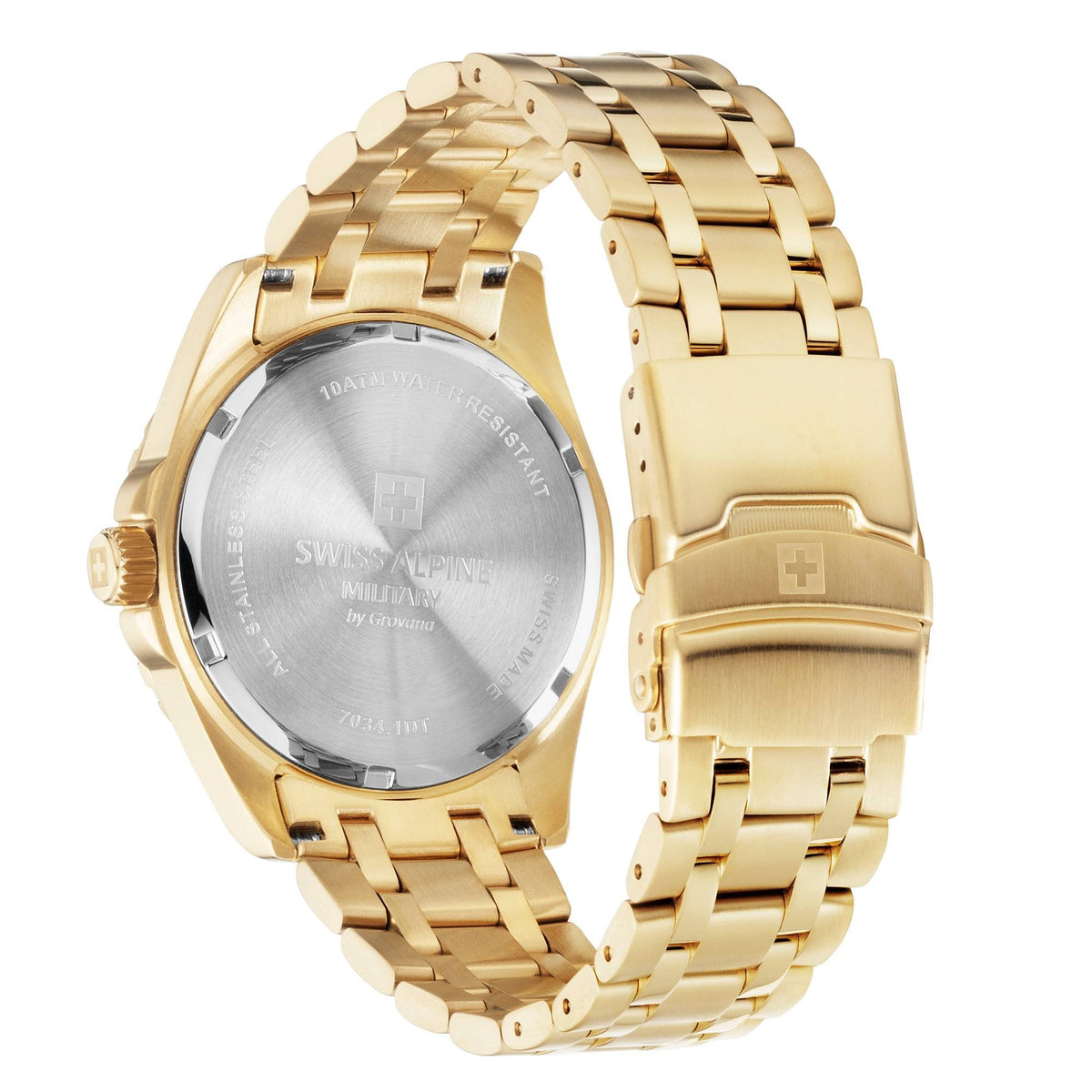 Swiss Alpine Military 7034.1118 Herrenarmbanduhr Sierra gold grün, Artikelnummer 7034.1118
