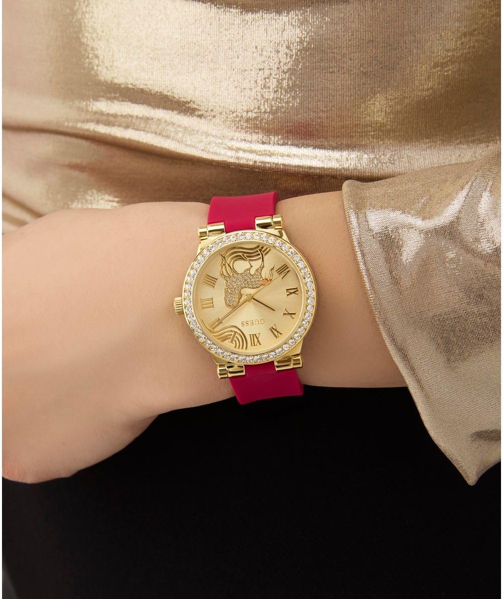 GUESS Analoguhr Damen Ladies Limited Edition Lunar New Year Red Gold Tone Analog Watch Gold Rot GW0937L1