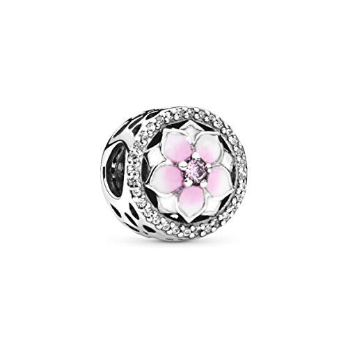 Pandora Moments Rosafarbene Magnolienblüte Charm Sterling Silber, Cubic Zirkonia, Emaille 792085PCZ