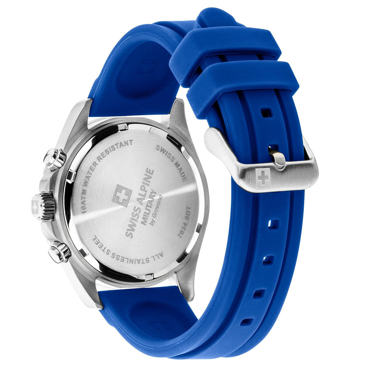 Swiss Alpine Military Herrenuhr Sierra, Chronograph, Edelstahl, Blau-Silber, Artikelnummer 7034.9836