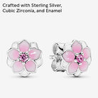 Pandora Ohrstecker Radiant Bloom Magnolie Sterling Silber, Cubic Zirkonia, Emaille 290739PCZ