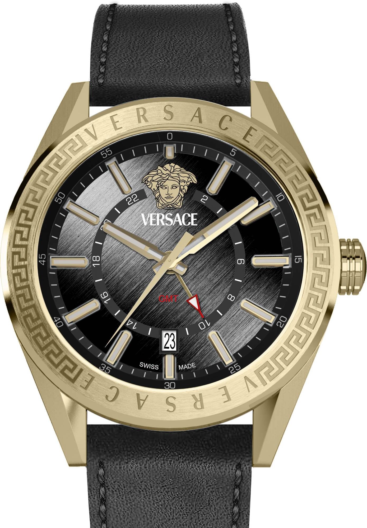 Versace Herren Armbanduhr V-CODE GMT 42MM  Schwarz VEAFA0224