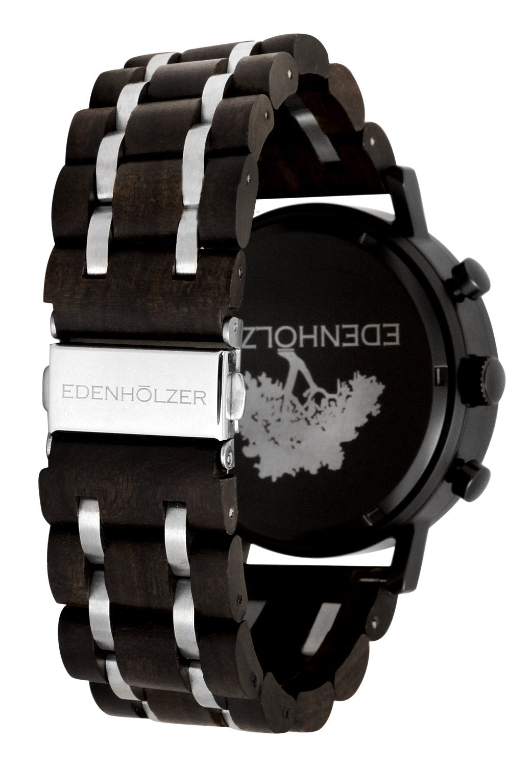 Edenhölzer Holzuhr Herren Armbanduhr Chronograph Hardlex Aruba Datumsanzeige
