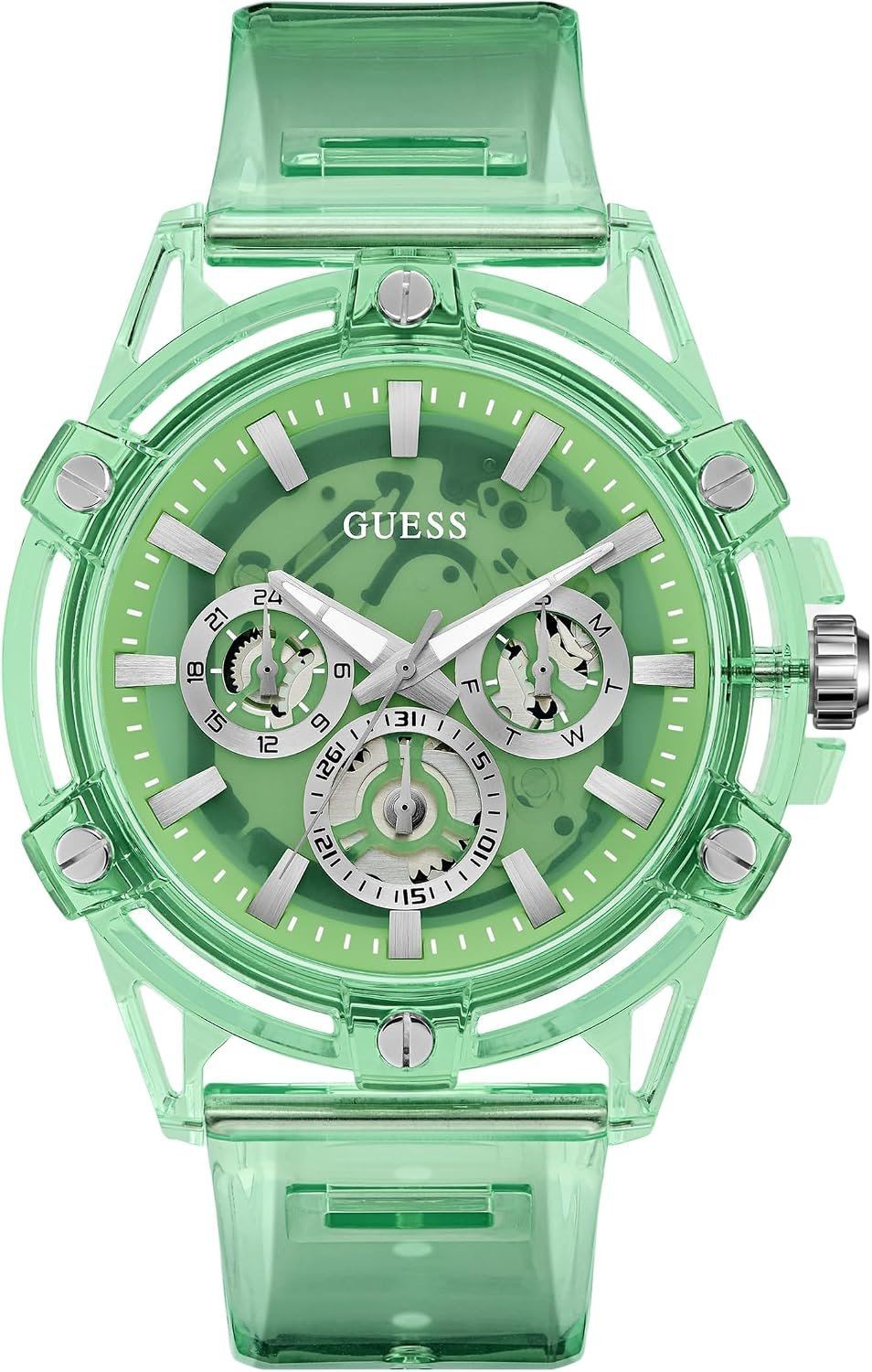 Guess Armbanduhr Herren King Multifunktion Transparent Grün GW0806G6
