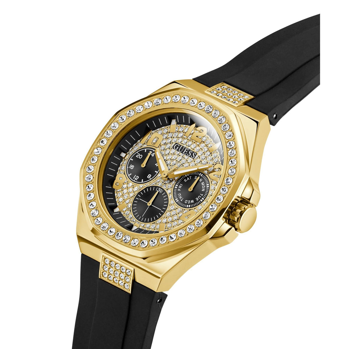 Guess Multifunktionsuhr Herren Gold-Tone and Black Multifunctional Watch Gold/Schwarz GW1002G2