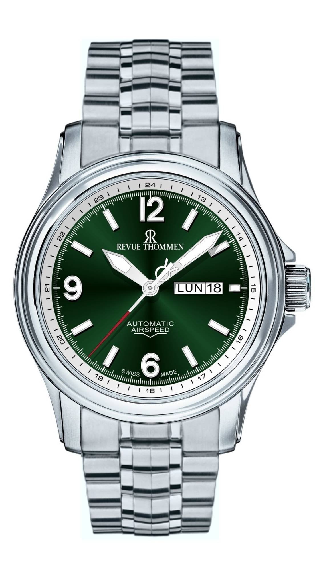Revue Thommen Armbanduhr Herren Automatikuhr 16040.2434 Grün/Silber