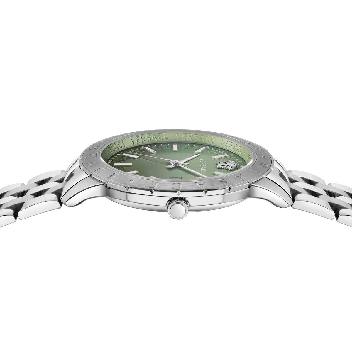 Versace Uhr Herren Univers Silber Grün Edelstahl 43 mm VE2C01225